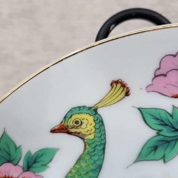 Vintage Floral Peacock Plate Wall Decor Gold Rim - Picture 4 of 8